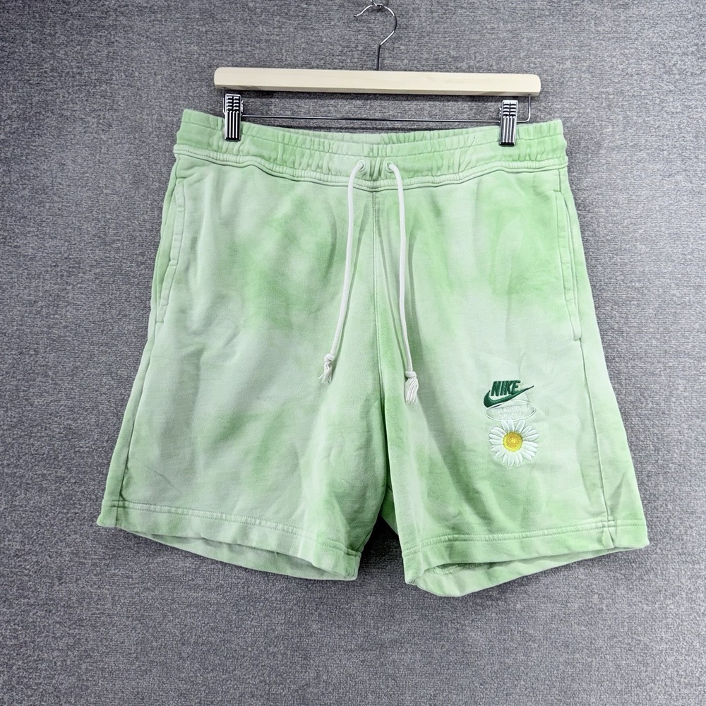 Nike Sportswear French Terry Shorts Men Size Medium Green Tie Dye Beaverton